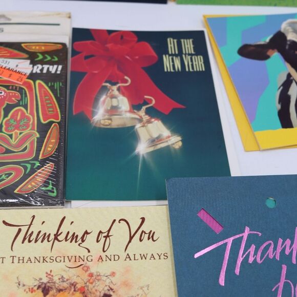 Vintage Lot of Greeting Cards Thanksgiving Christmas Birthday Funny Assorted Car - Picture 2 of 11